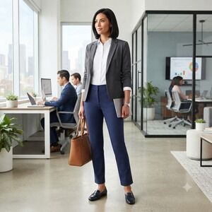 Chaps Womens Size 8 Navy Dress Pants Slim Straight Career Stretch Trousers